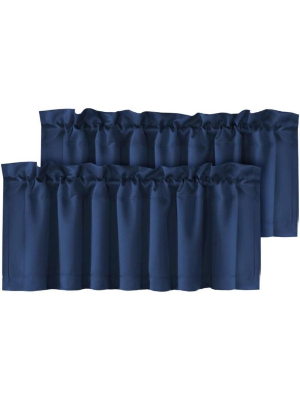 Navy Blue Blackout Valances for Windows | Short Rod Pocket Curtains, 2 Panels